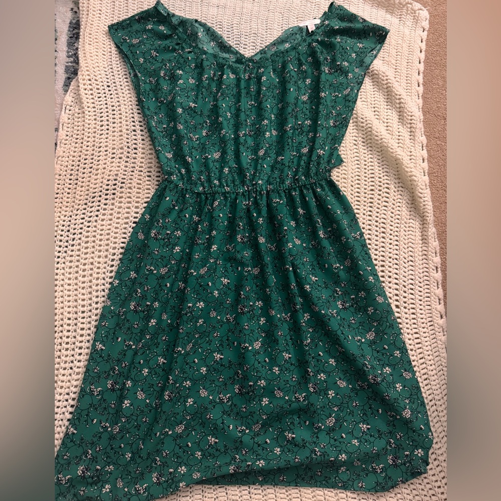 LC Lauren Conrad Green Floral Dress